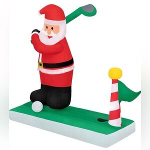 Festive Inflatable Santa Golfing Decoration by Holidayana